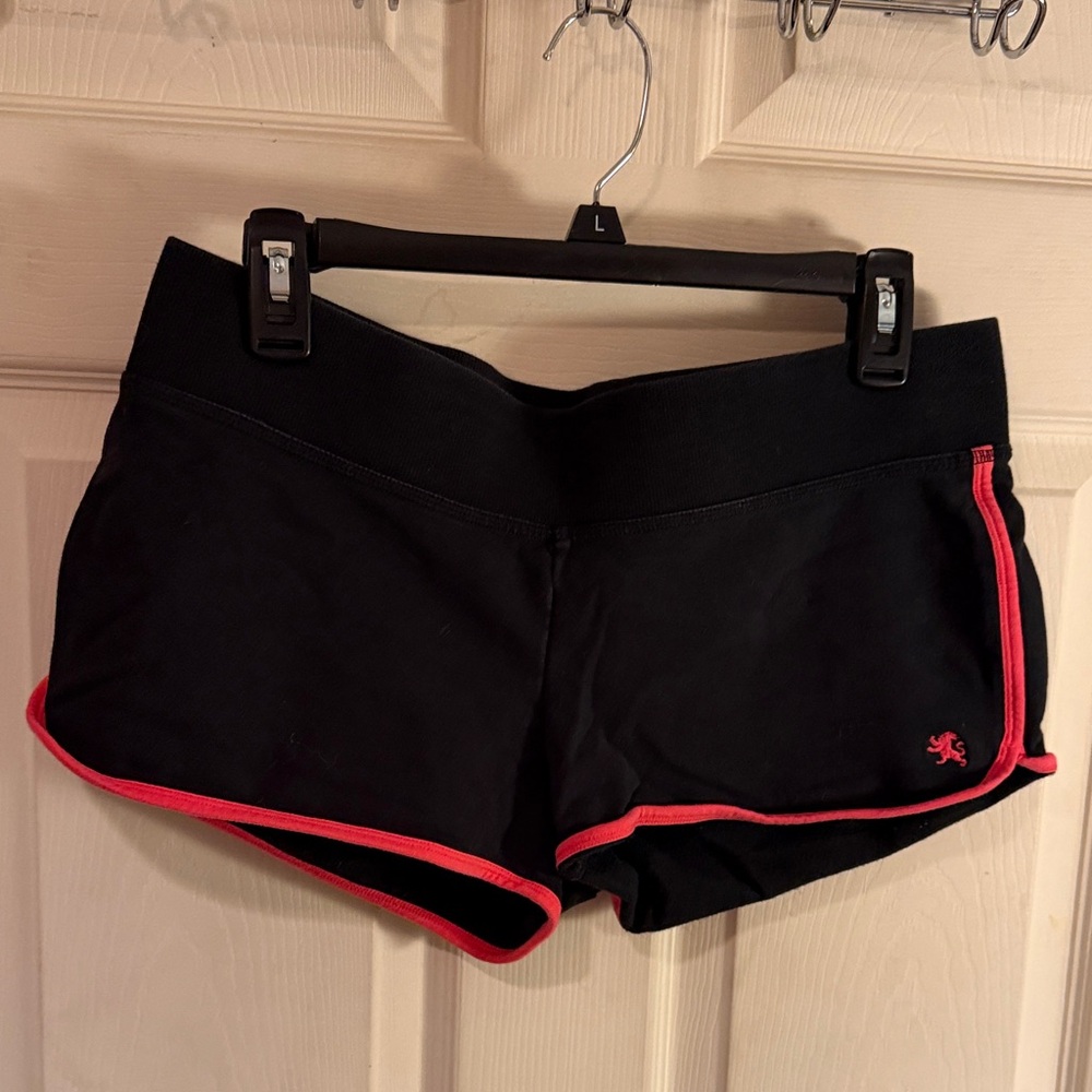 Express Black Athletic Shorts with Coral Accents